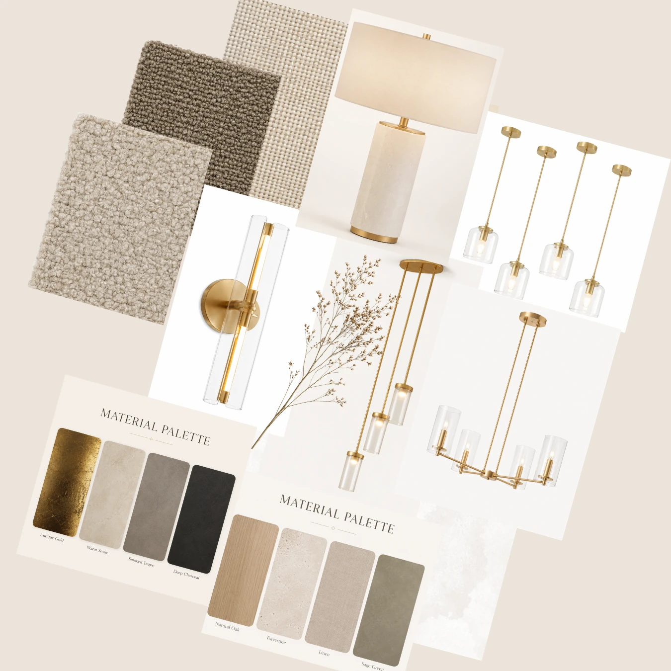 Concept, light and materials — design moodboard